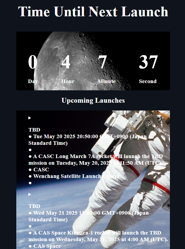 Real Time Rocket Launcher Countdown